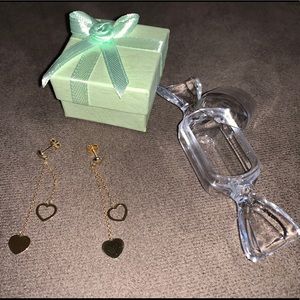 ❤️18K SD GOLD HEART DANGLE EARRINGS ❤️